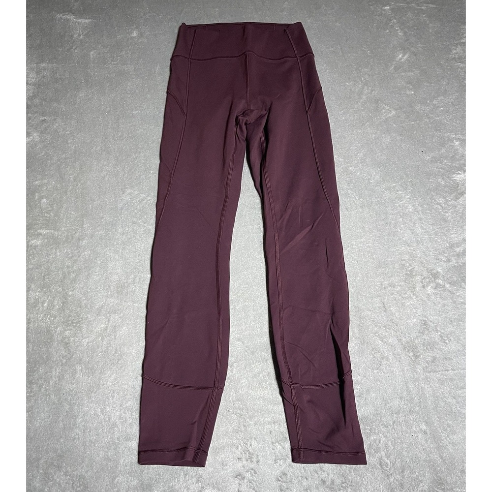 Lululemon Leggings Womens 4 Burgundy‎ Activewear Running Stretch Workout Active